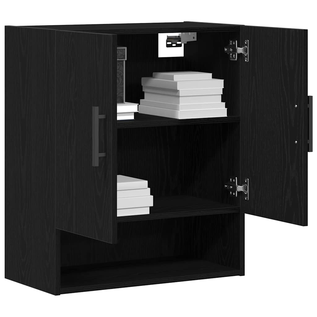 Veggskap Veggmontert Svart Eik 60 X 31 X 70 Cm Konstruert Tre