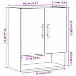 Veggskap Veggmontert Svart Eik 60 X 31 X 70 Cm Konstruert Tre