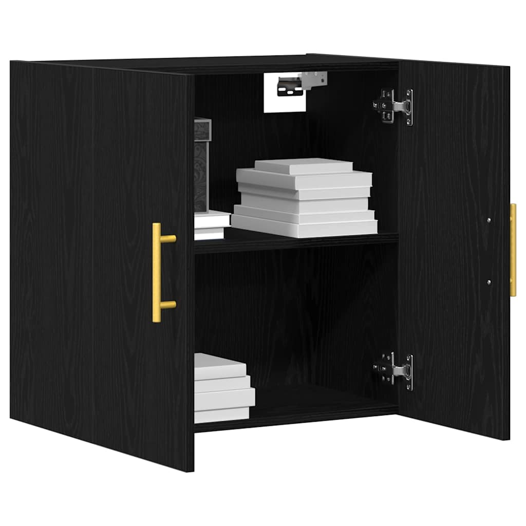 Veggskap Veggmontert Svart Eik 60 X 31 X 70 Cm Konstruert Tre