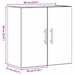 Veggskap Veggmontert Svart Eik 60 X 31 X 70 Cm Konstruert Tre