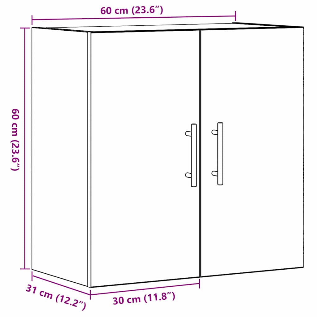 Veggskap Veggmontert Svart Eik 60 X 31 X 70 Cm Konstruert Tre