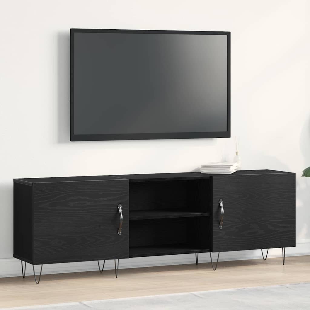 Tv-Benksett Svart Eik 150 X 30 X 50 Cm Konstruert Tre