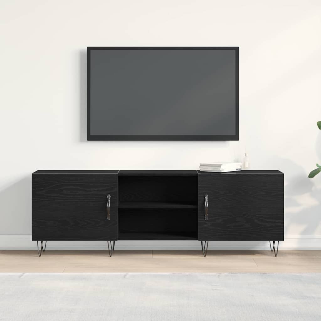 Tv-Benksett Svart Eik 150 X 30 X 50 Cm Konstruert Tre