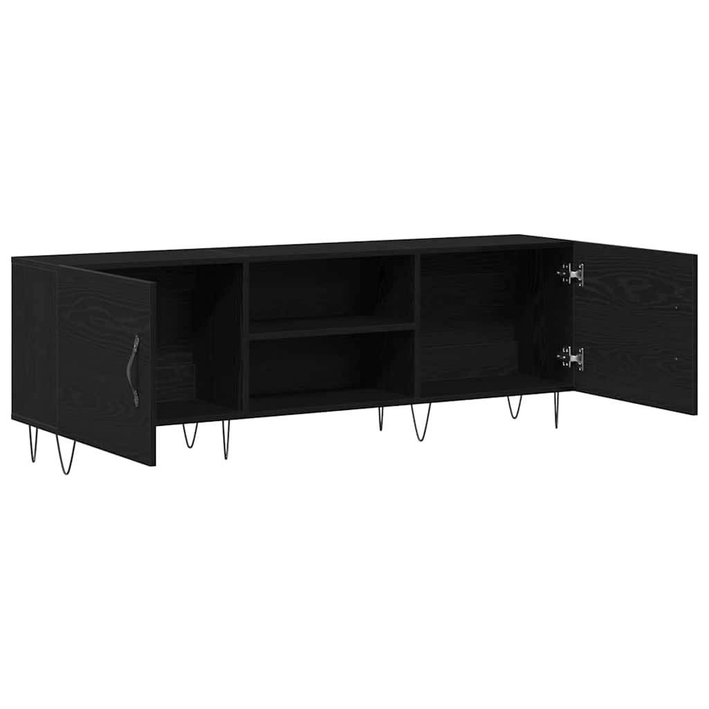 Tv-Benksett Svart Eik 150 X 30 X 50 Cm Konstruert Tre