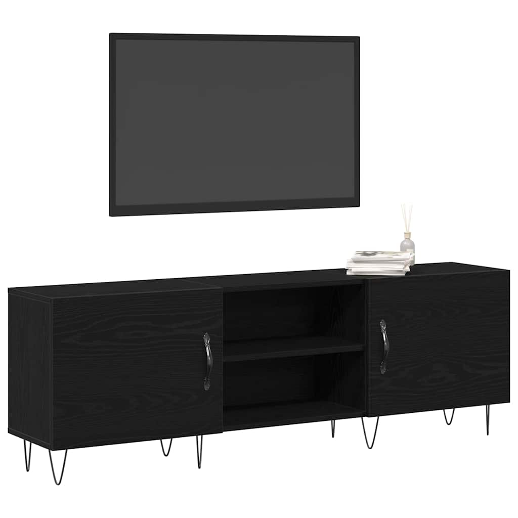 Tv-Benksett Svart Eik 150 X 30 X 50 Cm Konstruert Tre