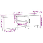 Tv-Benksett Svart Eik 150 X 30 X 50 Cm Konstruert Tre