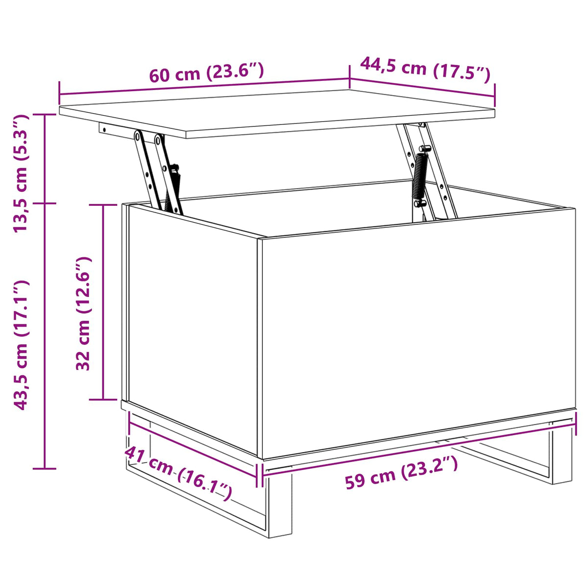 Kaffebord Svart Eik 60 X 44,5 X 45 Cm