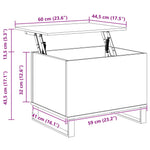 Kaffebord Svart Eik 60 X 44,5 X 45 Cm