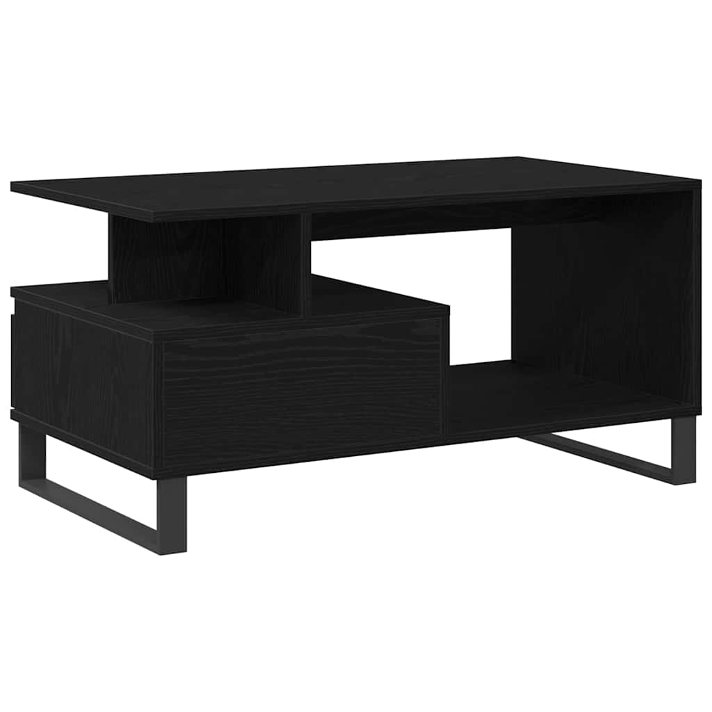 Kaffebord Med Skuff Svart Eik 90 X 49 X 45 Cm Konstruert Tre