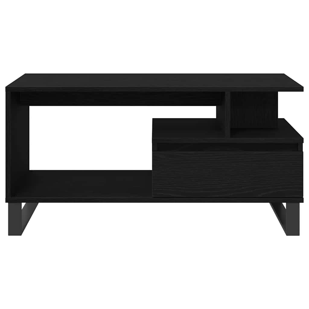 Kaffebord Med Skuff Svart Eik 90 X 49 X 45 Cm Konstruert Tre