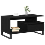 Kaffebord Med Skuff Svart Eik 90 X 49 X 45 Cm Konstruert Tre