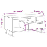 Kaffebord Med Skuff Svart Eik 90 X 49 X 45 Cm Konstruert Tre