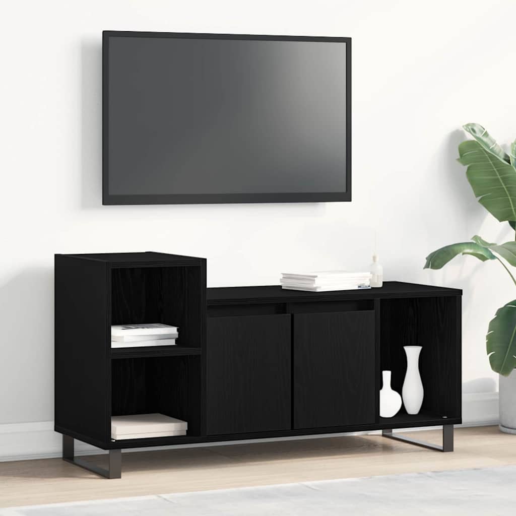 Tv-Benksett Svart Eik 100 X 35 X 55 Cm Konstruert Tre