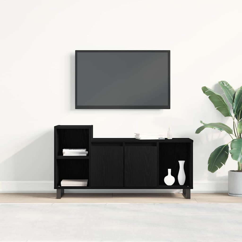 Tv-Benksett Svart Eik 100 X 35 X 55 Cm Konstruert Tre