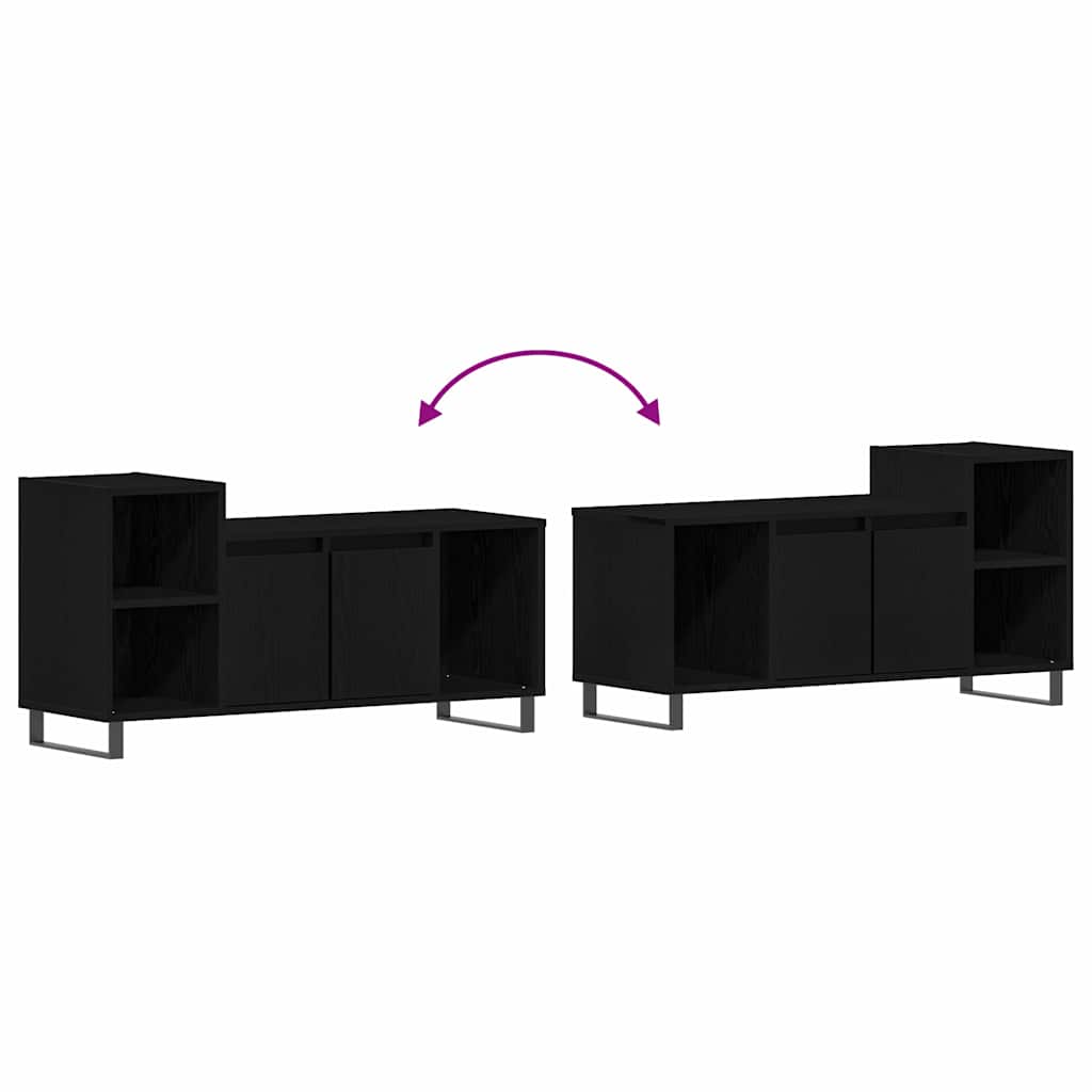 Tv-Benksett Svart Eik 100 X 35 X 55 Cm Konstruert Tre