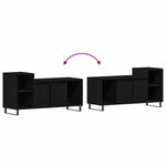 Tv-Benksett Svart Eik 100 X 35 X 55 Cm Konstruert Tre