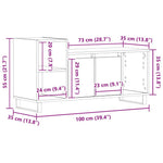 Tv-Benksett Svart Eik 100 X 35 X 55 Cm Konstruert Tre