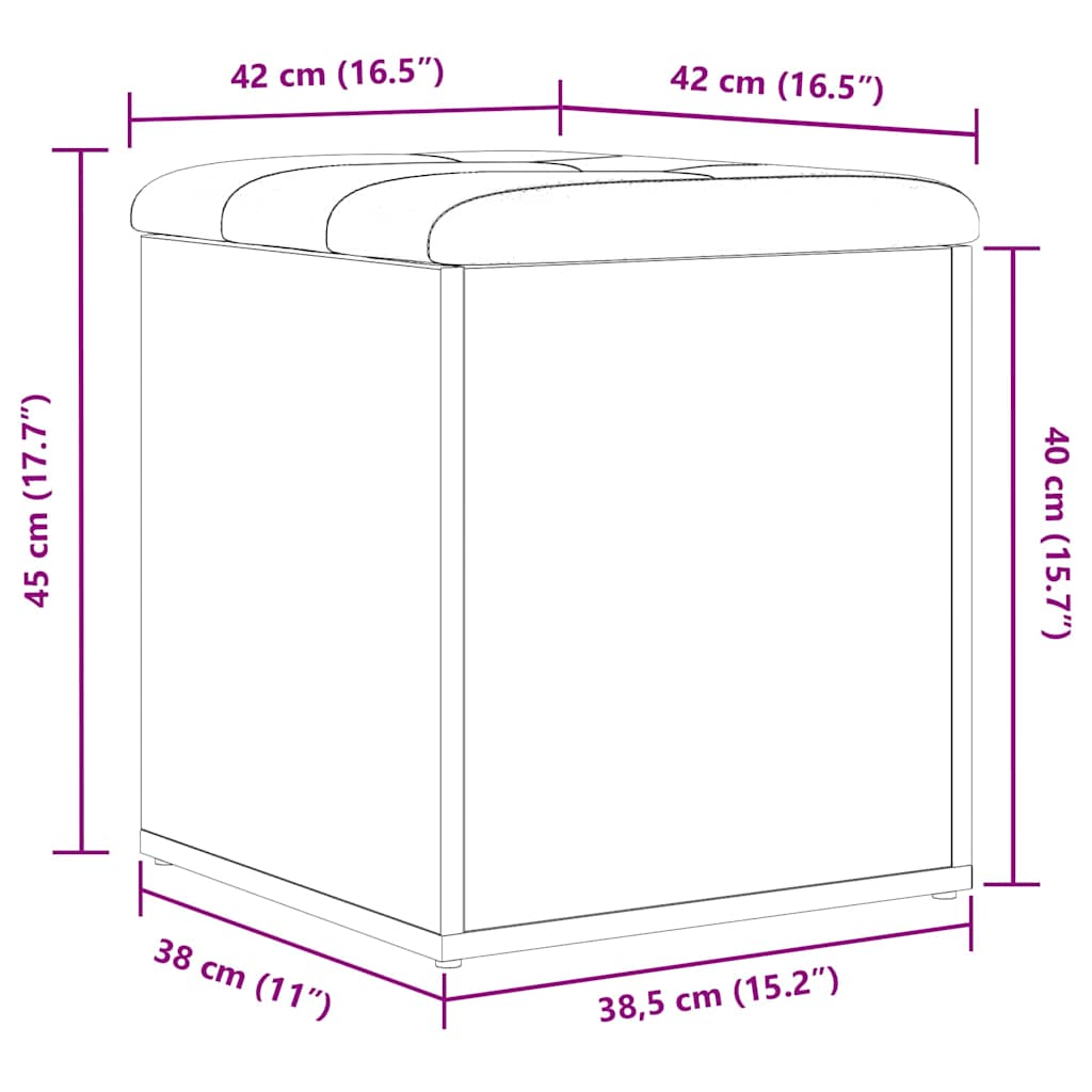 Oppbevaringsbenk Svart Eik 42 X 42 X 45 Cm Konstruert Tre