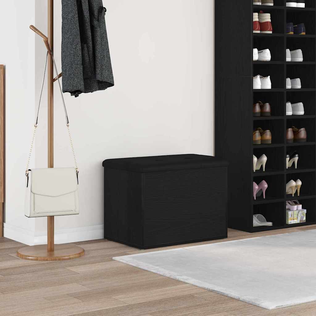 Oppbevaringsbenk Svart Eik 62 X 42 X 45 Cm Konstruert Tre