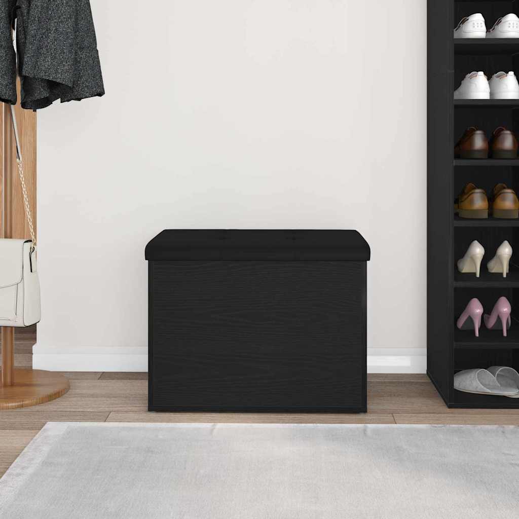 Oppbevaringsbenk Svart Eik 62 X 42 X 45 Cm Konstruert Tre