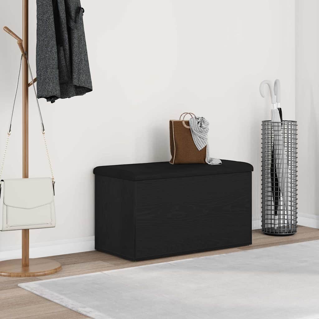Oppbevaringsbenk Svart Eik 82 X 42 X 45 Cm Konstruert Tre