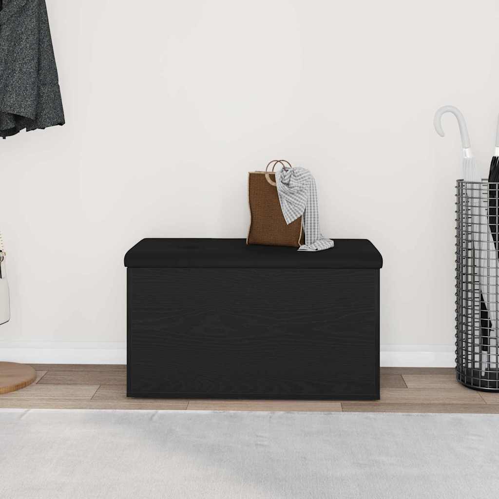Oppbevaringsbenk Svart Eik 82 X 42 X 45 Cm Konstruert Tre