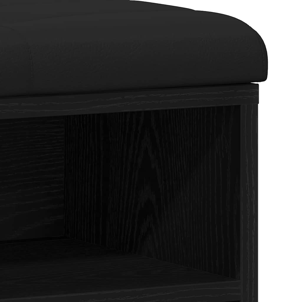 Skobenk Med Hylle Svart 82 X 32 X 50 Cm Konstruert Tre