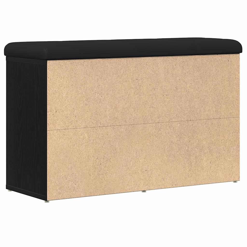 Skobenk Med Hylle Svart 82 X 32 X 50 Cm Konstruert Tre