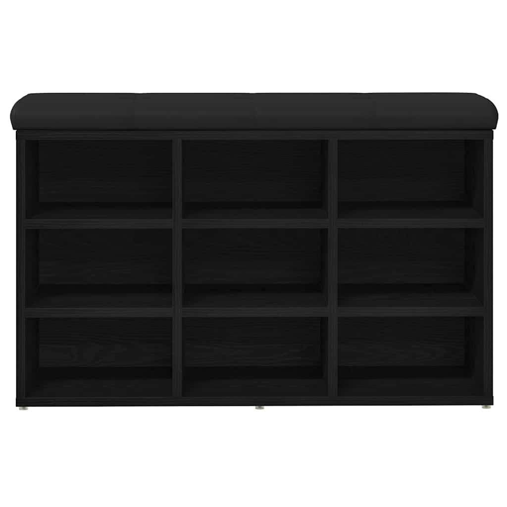 Skobenk Med Hylle Svart 82 X 32 X 50 Cm Konstruert Tre