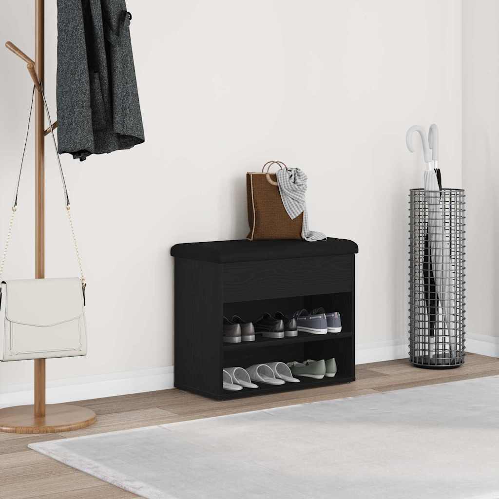 Oppbevaringsbenk Svart Eik 62 X 32 X 50 Cm Konstruert Tre