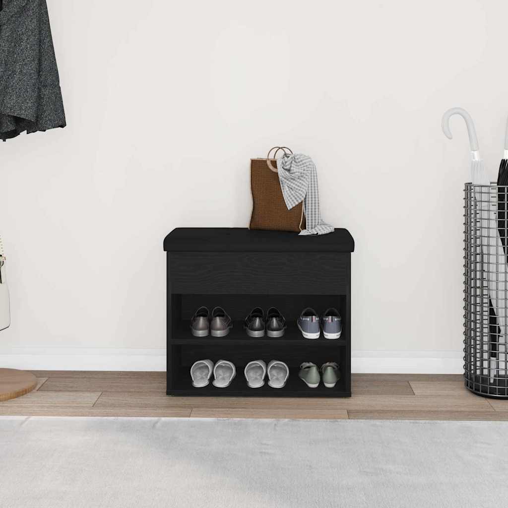Oppbevaringsbenk Svart Eik 62 X 32 X 50 Cm Konstruert Tre
