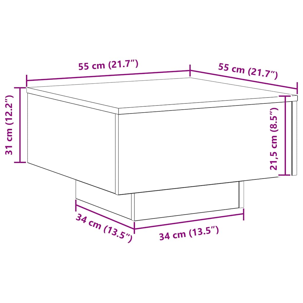Kaffebord Artisan Eik 55 X 55 X 31 Cm