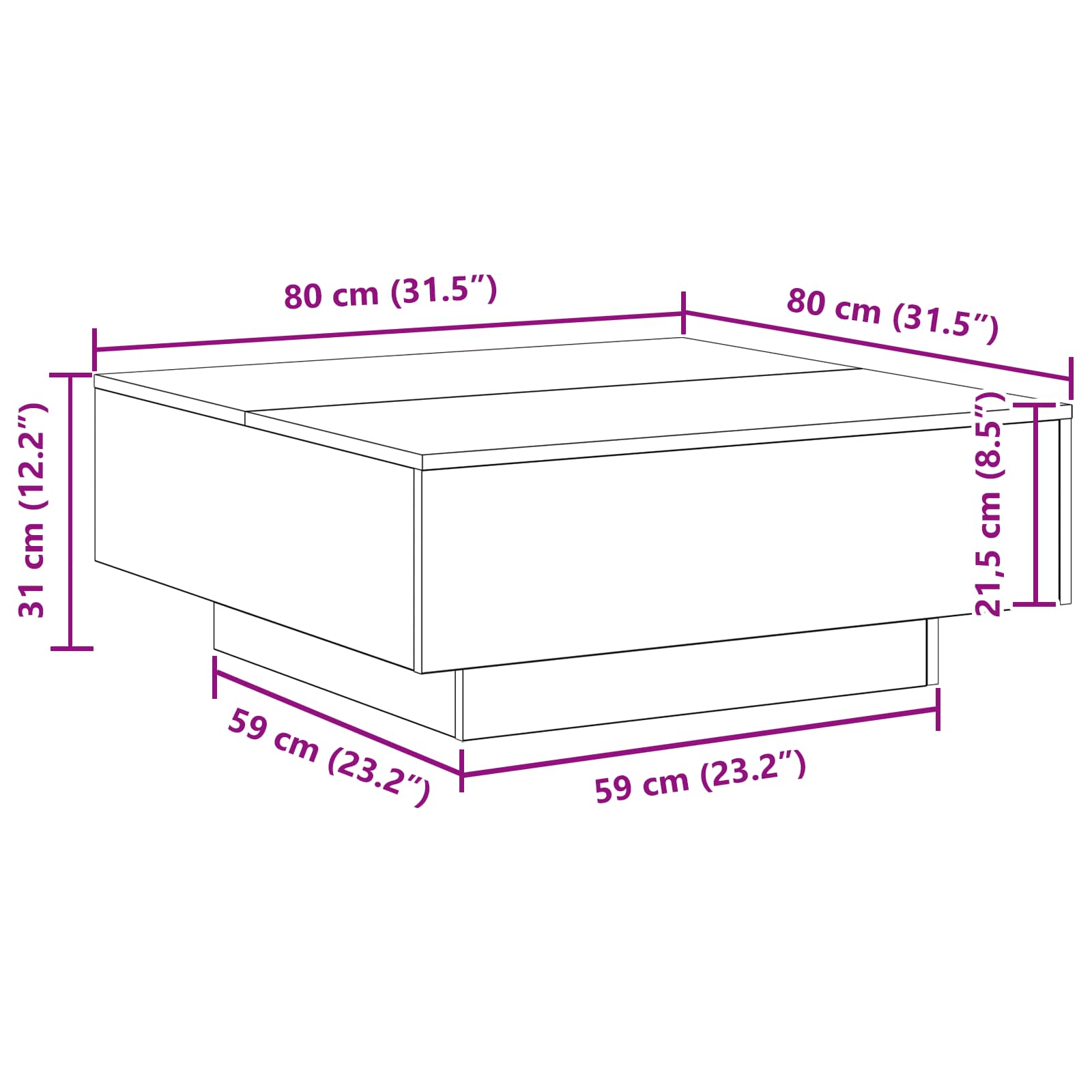 Kaffebord Gamle Tre 80 X 80 X 31 Cm