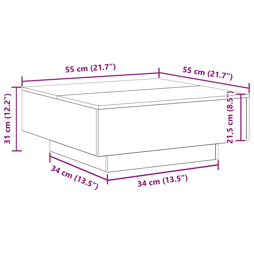 Kaffebord Svart Eik 80 X 80 X 31 Cm Konstruert Tre