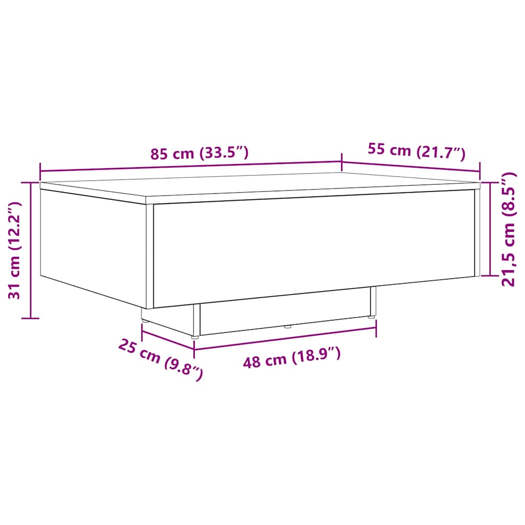 Kaffebord Artisan Eik 85 X 55 X 31 Cm Konstruert Tre
