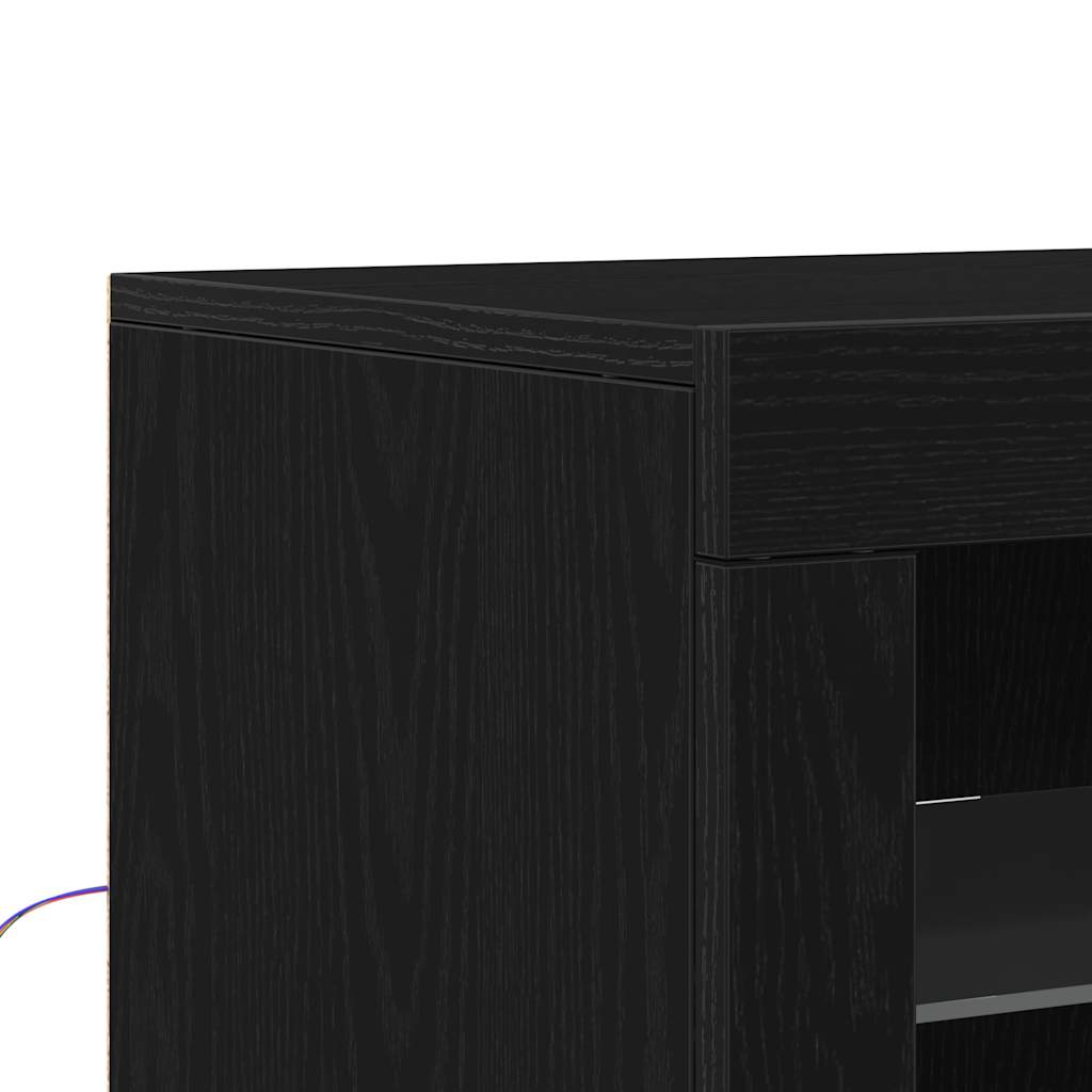 Led Sideboard Svart 60,5 X 37 X 67 Cm Konstruert Tre