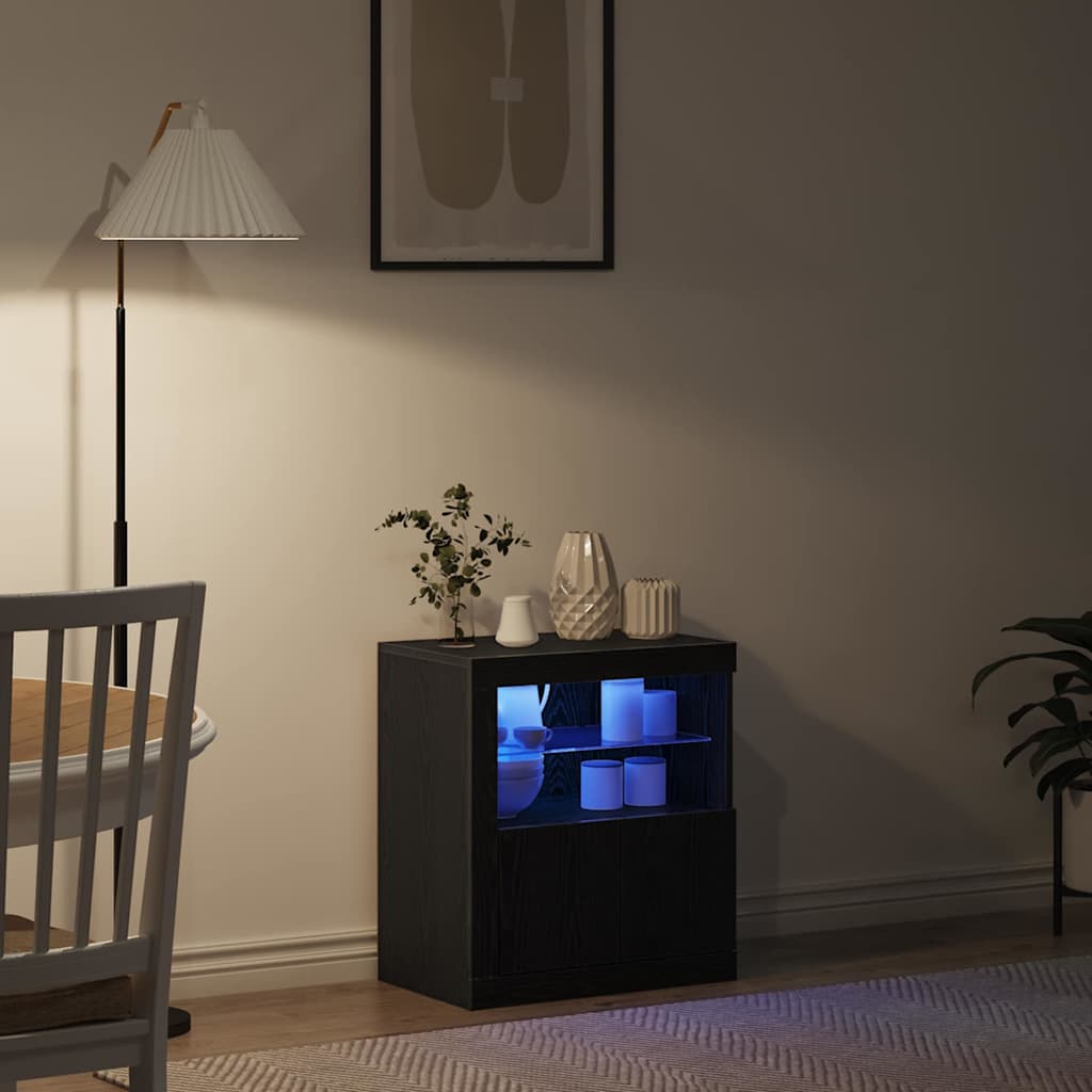 Led Sideboard Svart 60,5 X 37 X 67 Cm Konstruert Tre