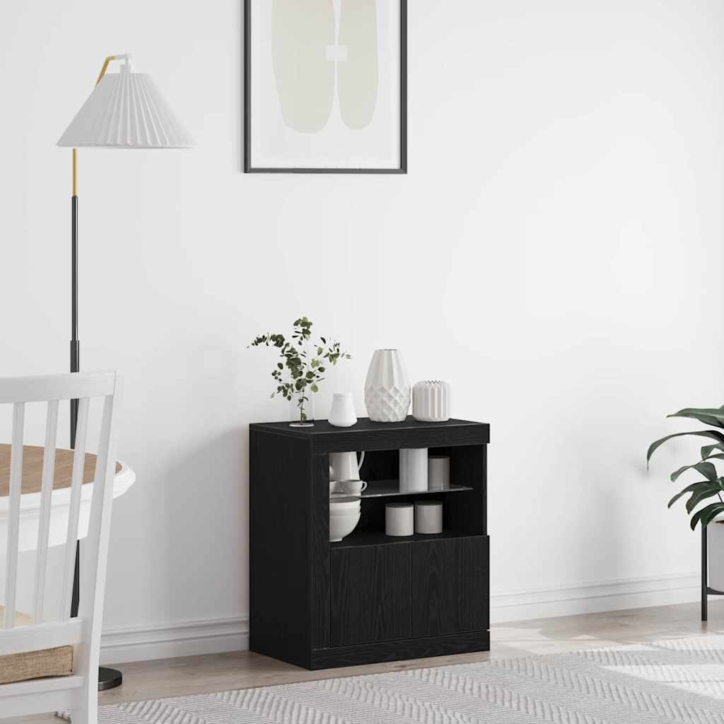 Led Sideboard Svart 60,5 X 37 X 67 Cm Konstruert Tre