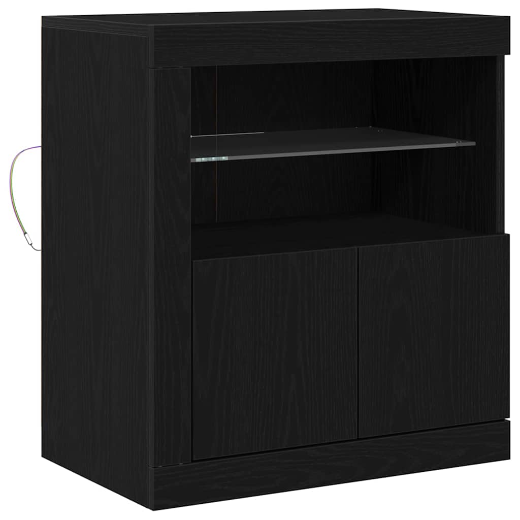 Led Sideboard Svart 60,5 X 37 X 67 Cm Konstruert Tre