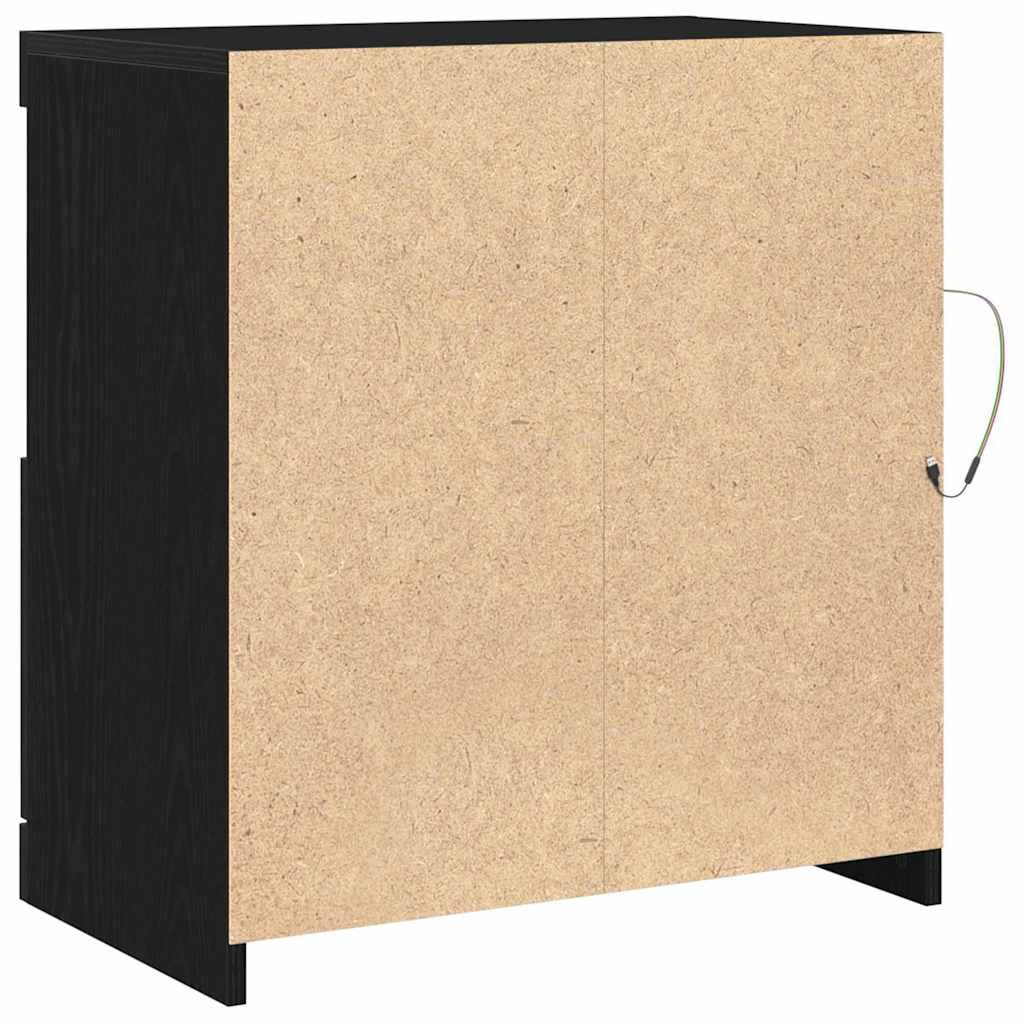 Led Sideboard Svart 60,5 X 37 X 67 Cm Konstruert Tre