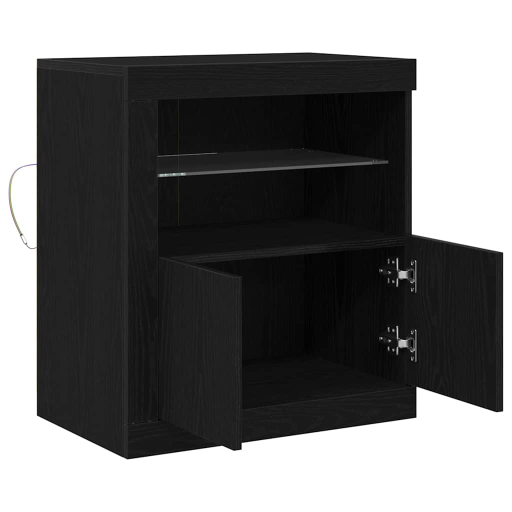 Led Sideboard Svart 60,5 X 37 X 67 Cm Konstruert Tre