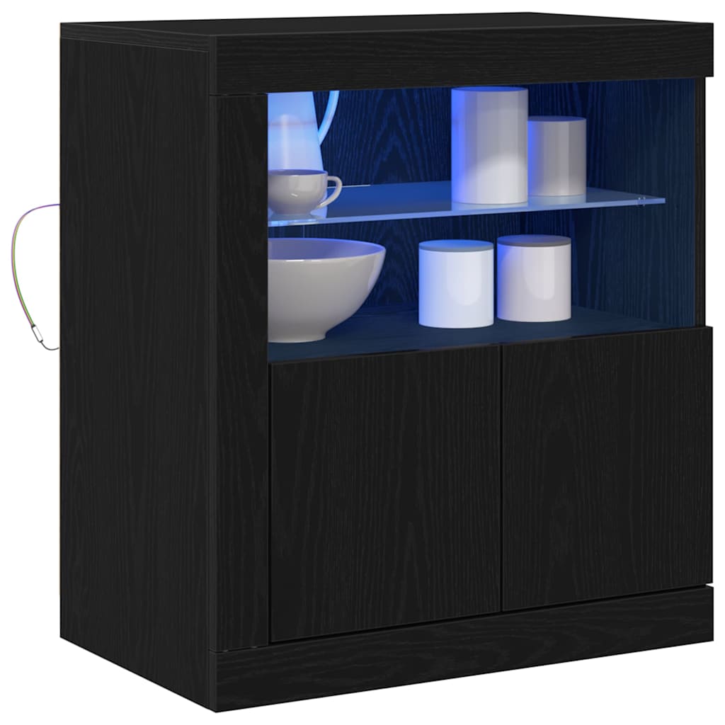 Led Sideboard Svart 60,5 X 37 X 67 Cm Konstruert Tre