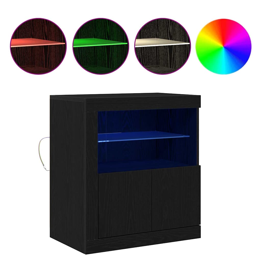 Led Sideboard Svart 60,5 X 37 X 67 Cm Konstruert Tre
