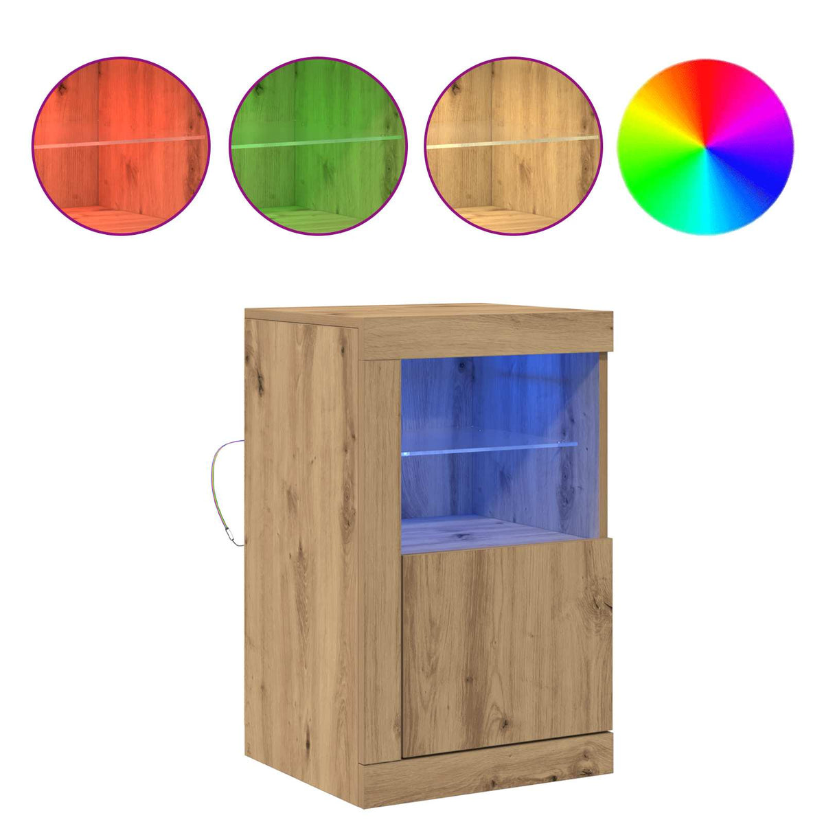 Led Sideboard Artisan Eik 41 X 37 X 67 Cm Konstruert Tre