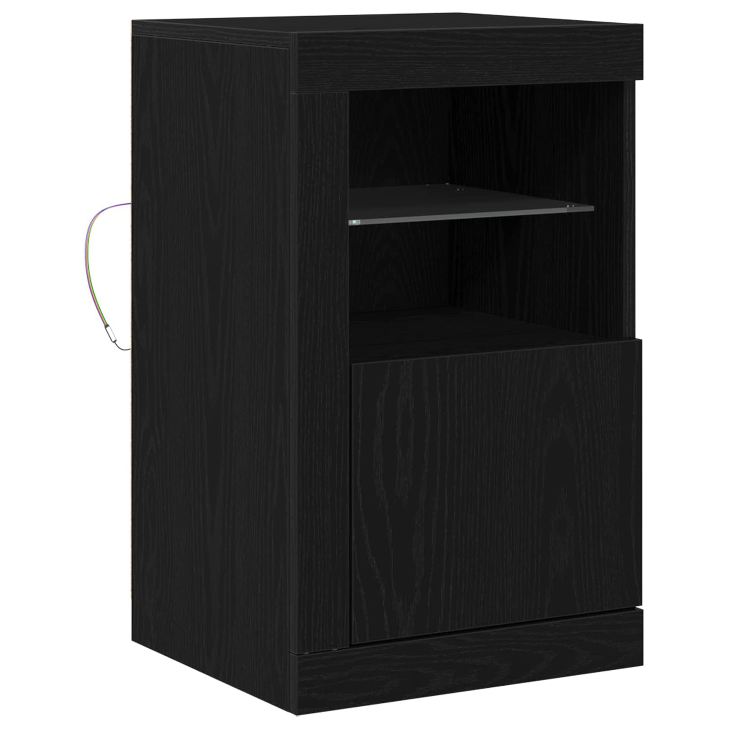 Led Sideboard Svart Eik 41 X 37 X 67 Cm Konstruert Tre