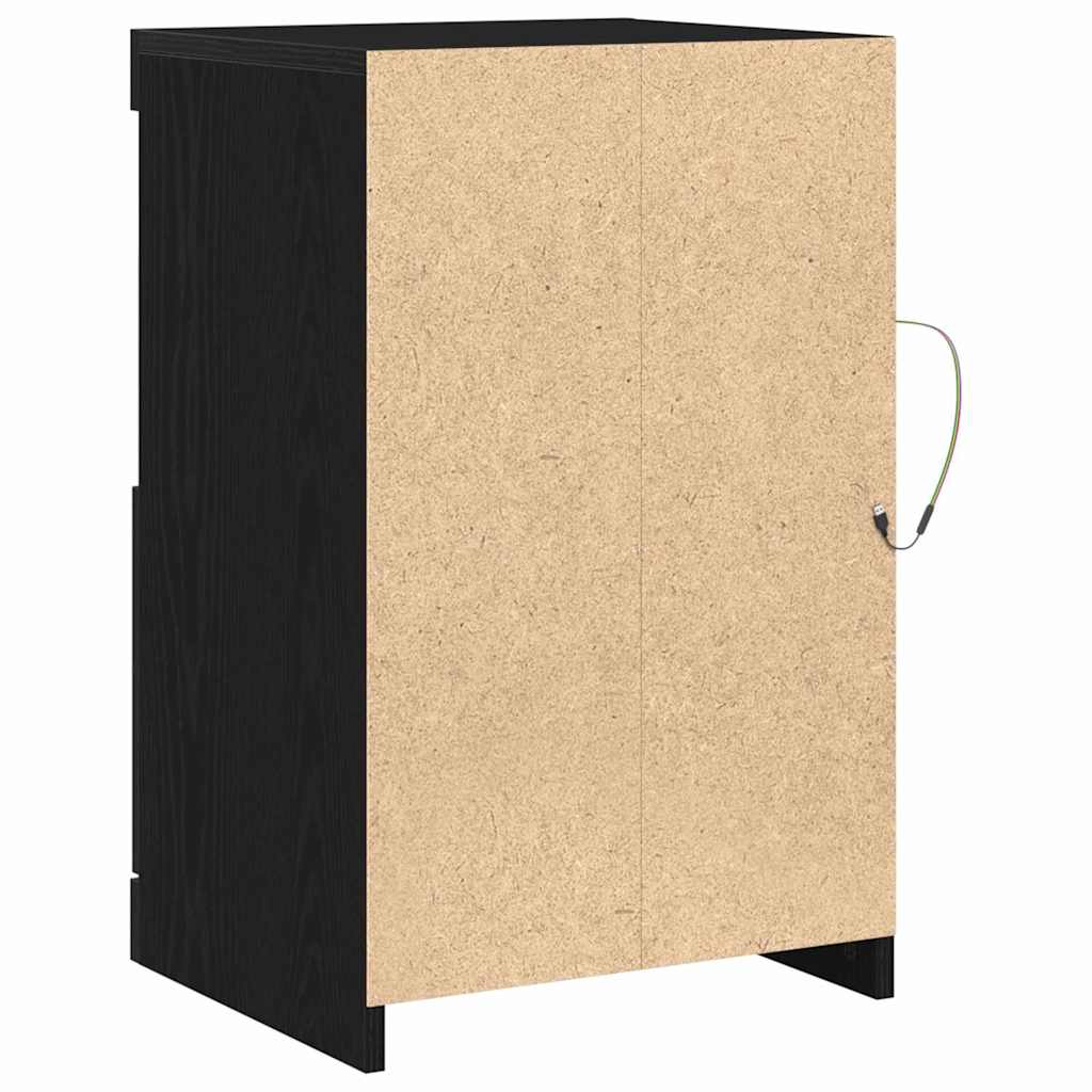 Led Sideboard 2 Pcs Svart Eik 41 X 37 X 67 Cm Konstruert Tre