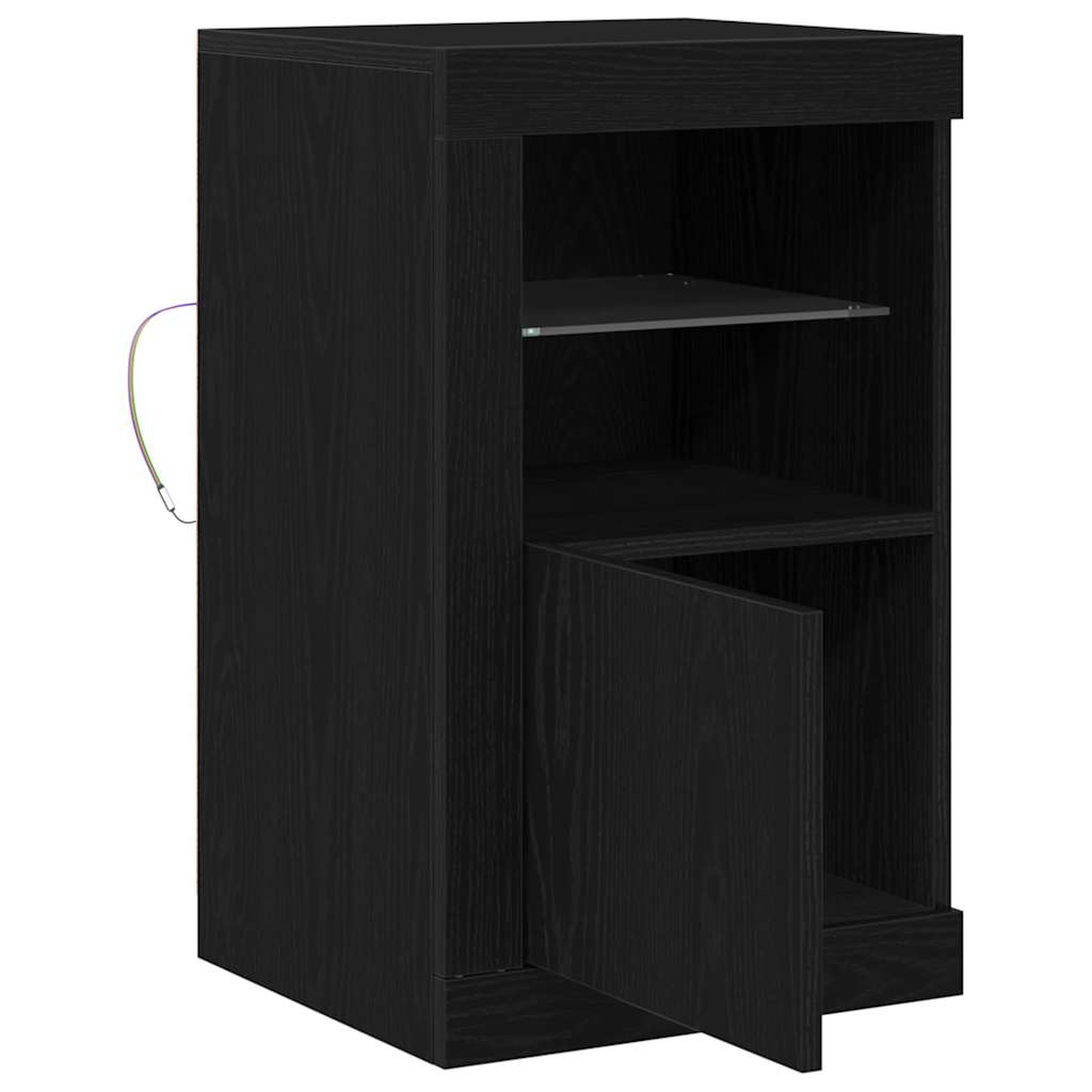 Led Sideboard 2 Pcs Svart Eik 41 X 37 X 67 Cm Konstruert Tre