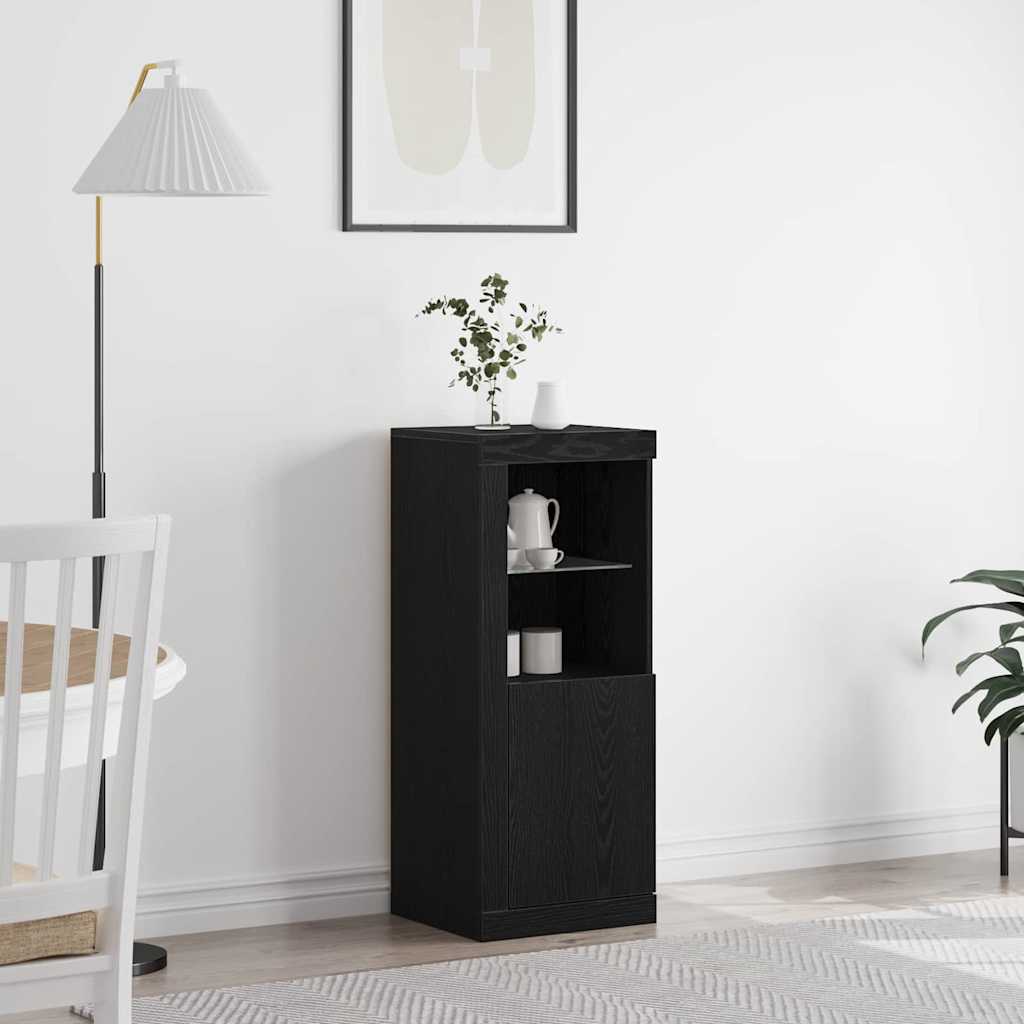 Led Sideboard Svart 41 X 37 X 100 Cm Konstruert Tre