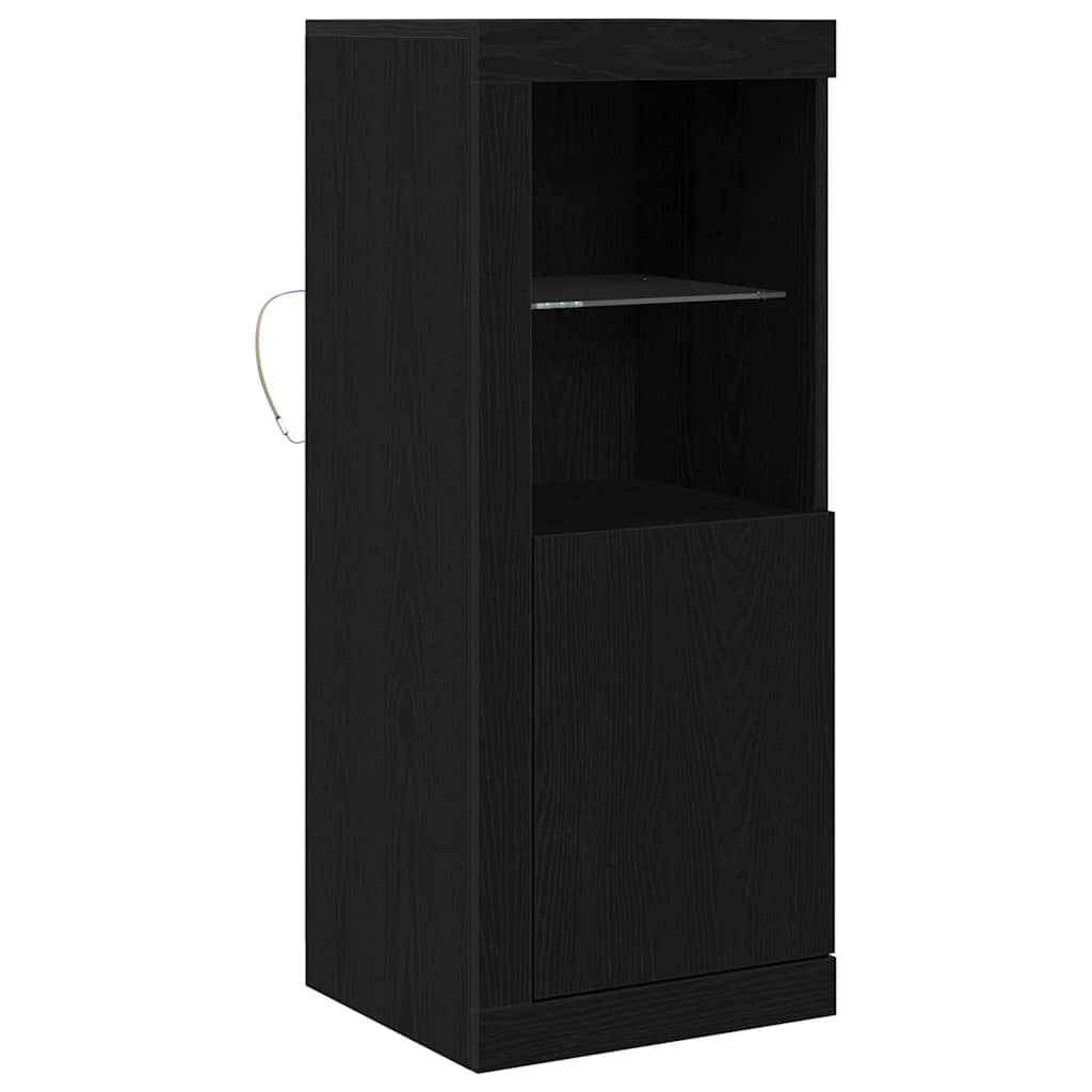 Led Sideboard Svart 41 X 37 X 100 Cm Konstruert Tre