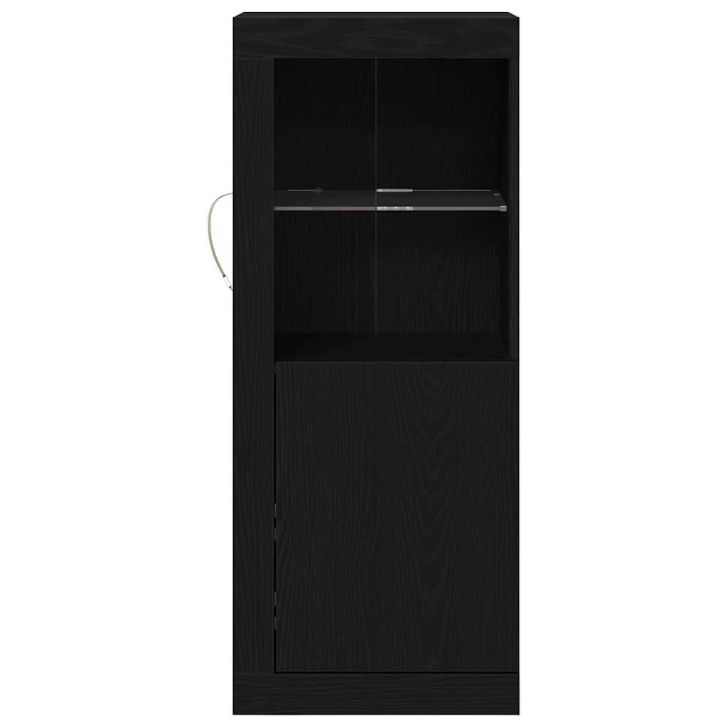 Led Sideboard Svart 41 X 37 X 100 Cm Konstruert Tre